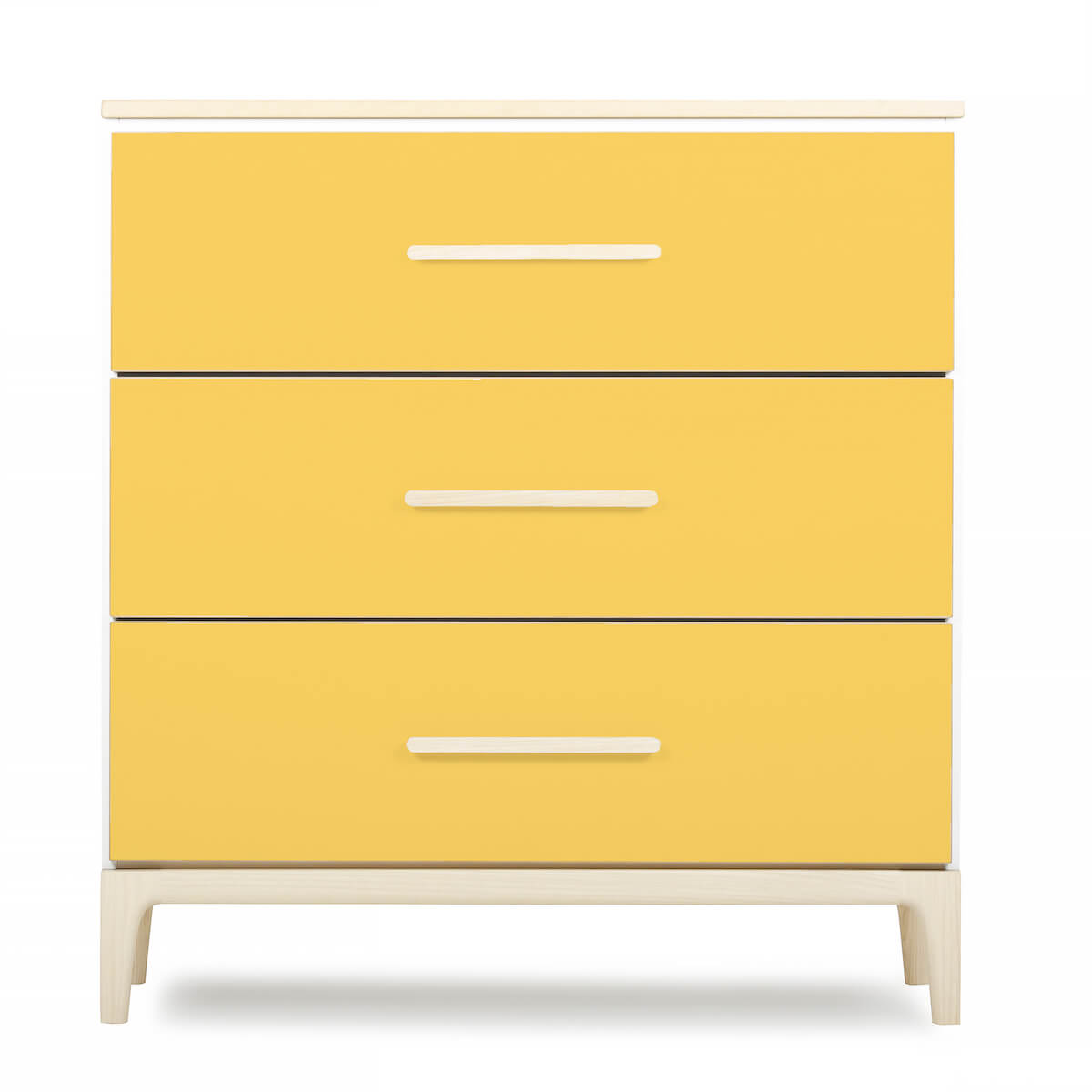 Commode 3 tiroirs NADO Curve finition frêne sunshine yellow