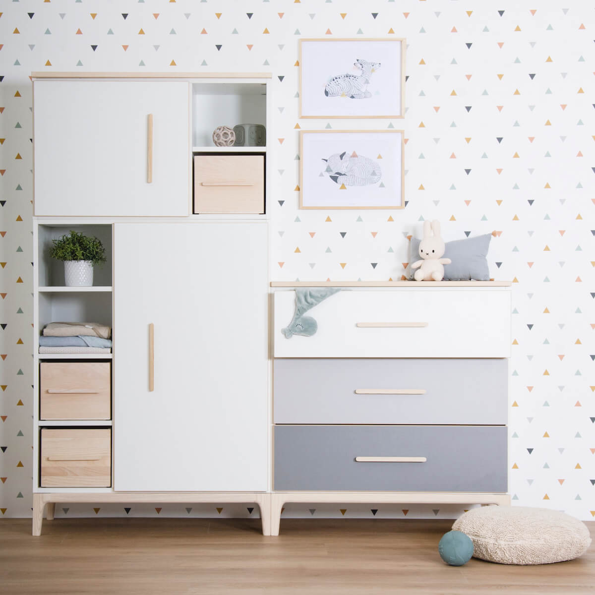Commode 3 tiroirs NADO Curve finition frêne sunshine yellow