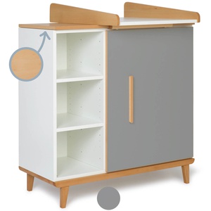 Commode à langer 1 porte 3 niches  NADO Retro finition hêtre slate grey