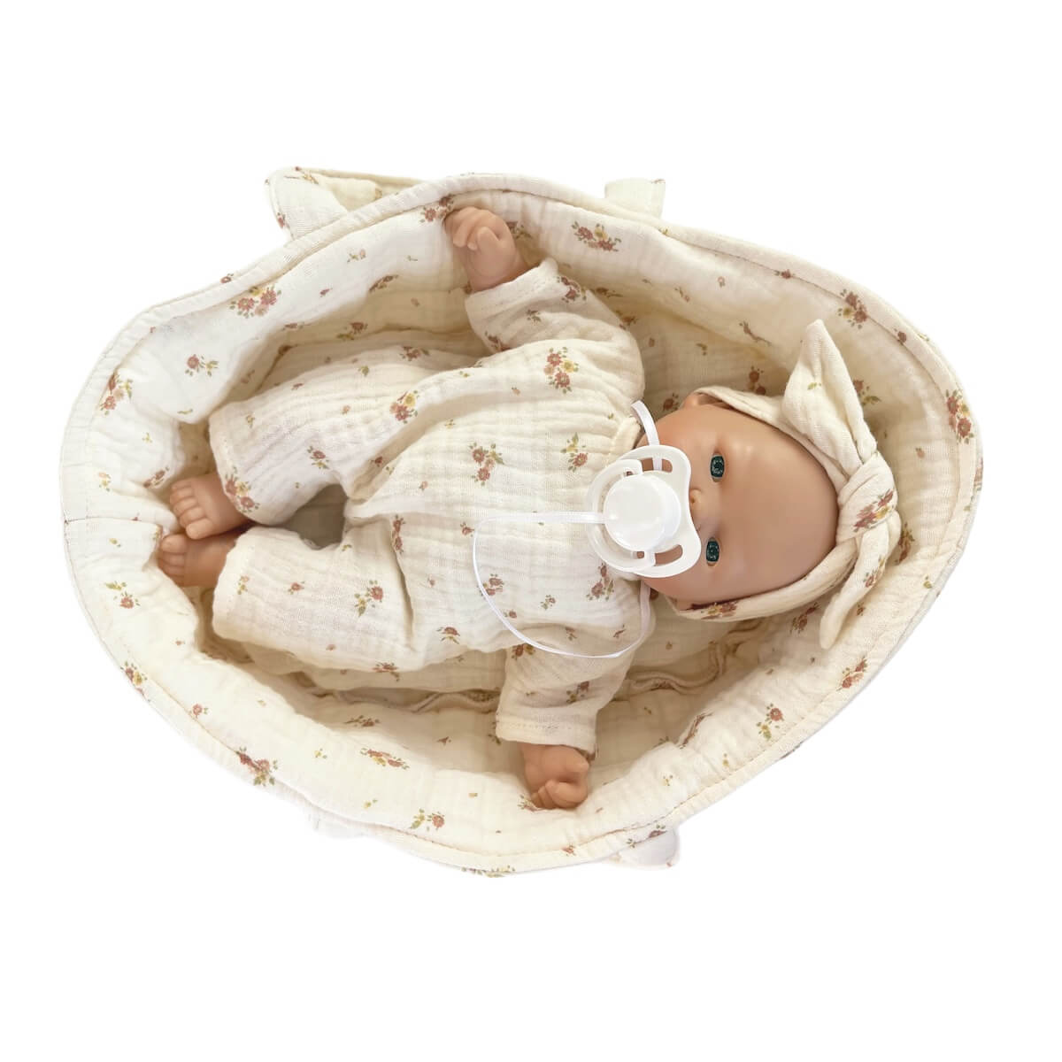 Couffin poupée 26cm BOBBLE flowers rose