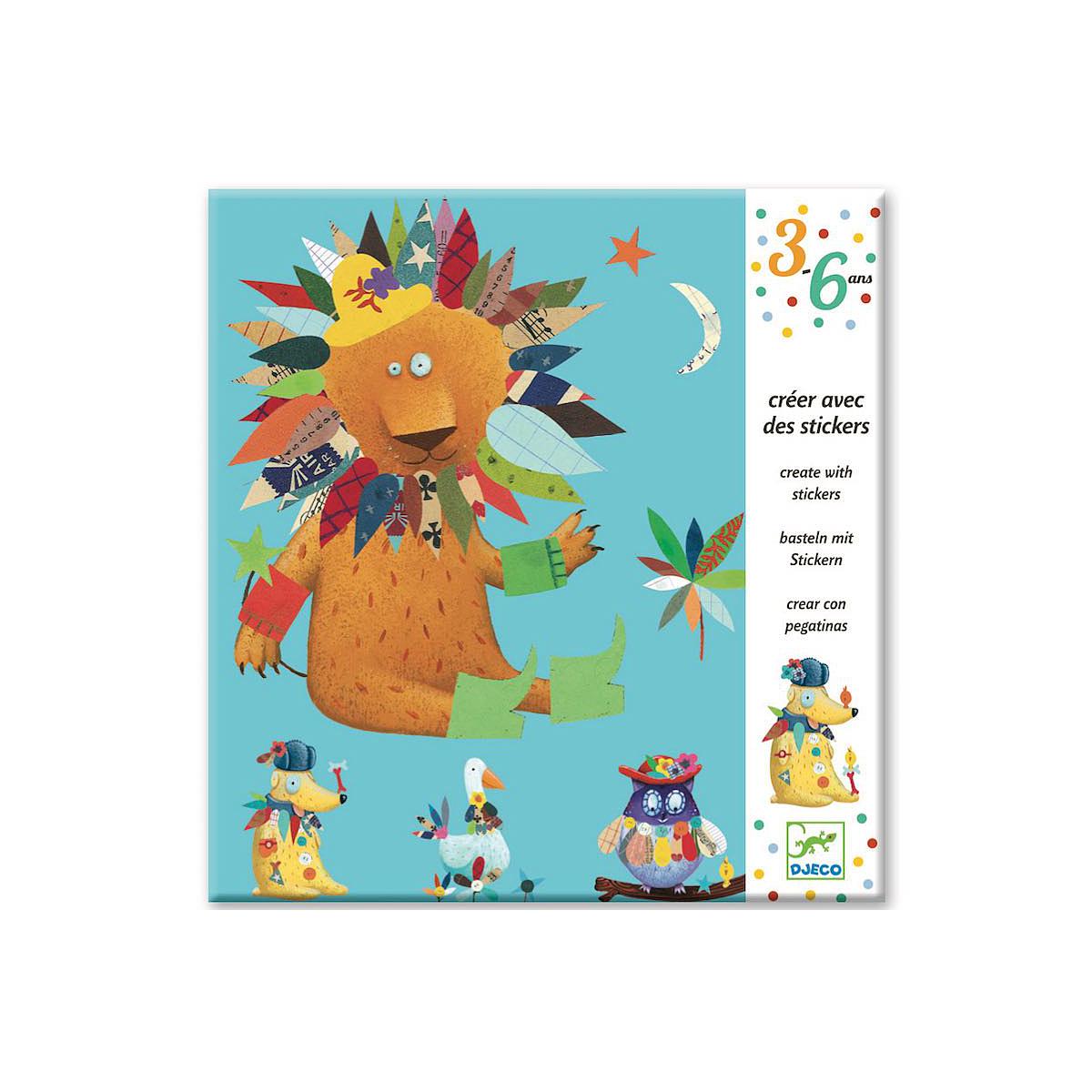Crear con pegatinas pequeños regalos 3-6Y ANIMALES Djeco