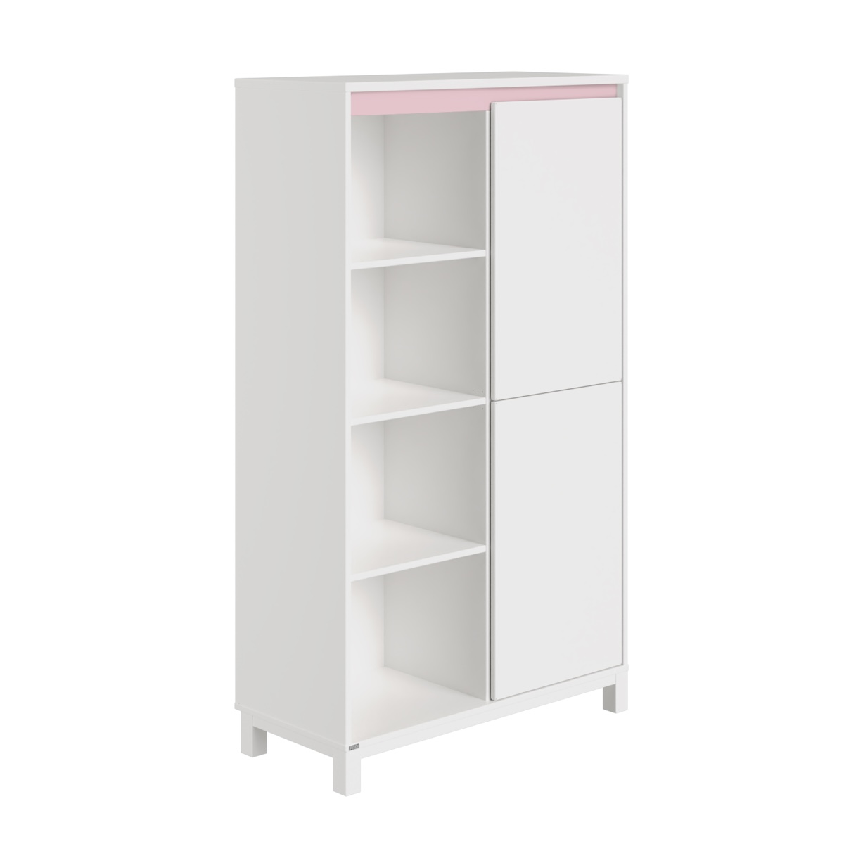 Étagère 2 portes à droite 4 compartiments ouverts OLLI Paidi blanc rose