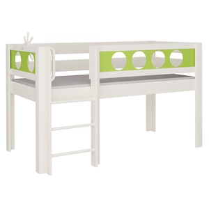 Halbhohes Bett Pirat Leiterstiege DELUXE de Breuyn geweißt-grün