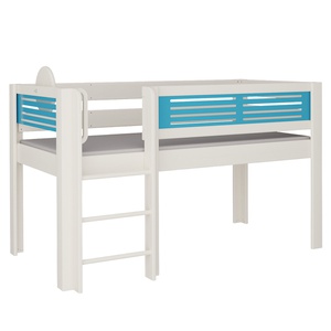 Halbhohes Bett Tatü Leiterstiege DELUXE de Breuyn geweißt-blau