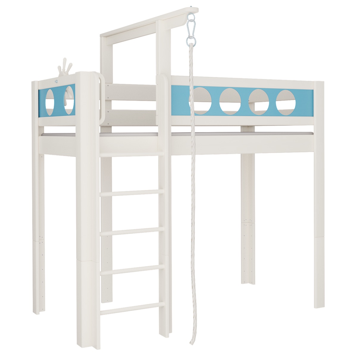 High sleeper bed Pirate rope DELUXE de Breuyn whitened-blue