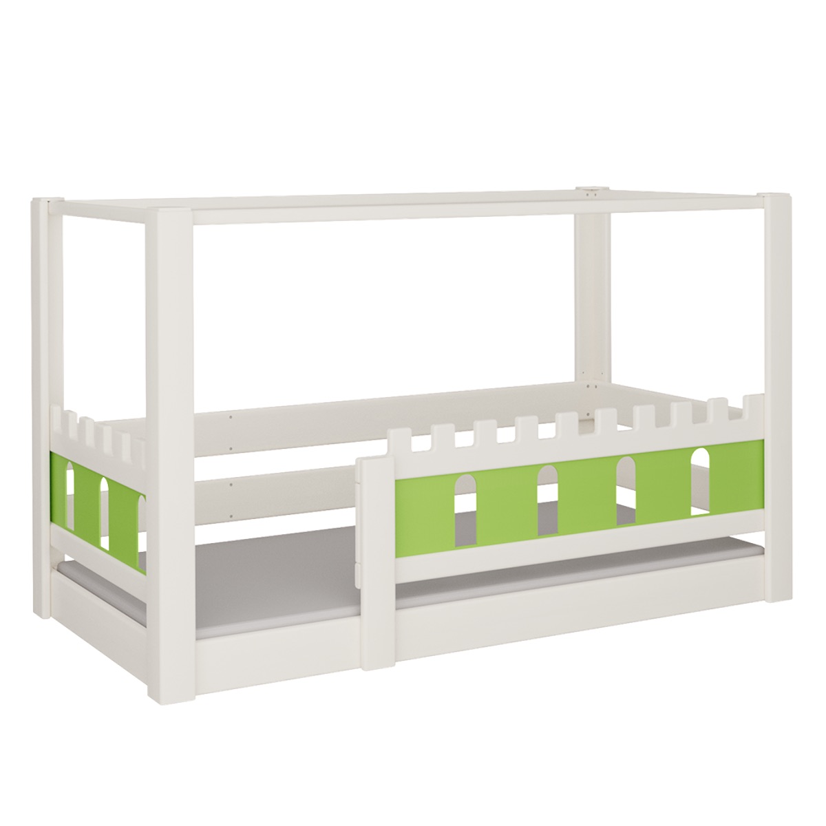 Himmelbett Burg DELUXE de Breuyn geweißt-grün