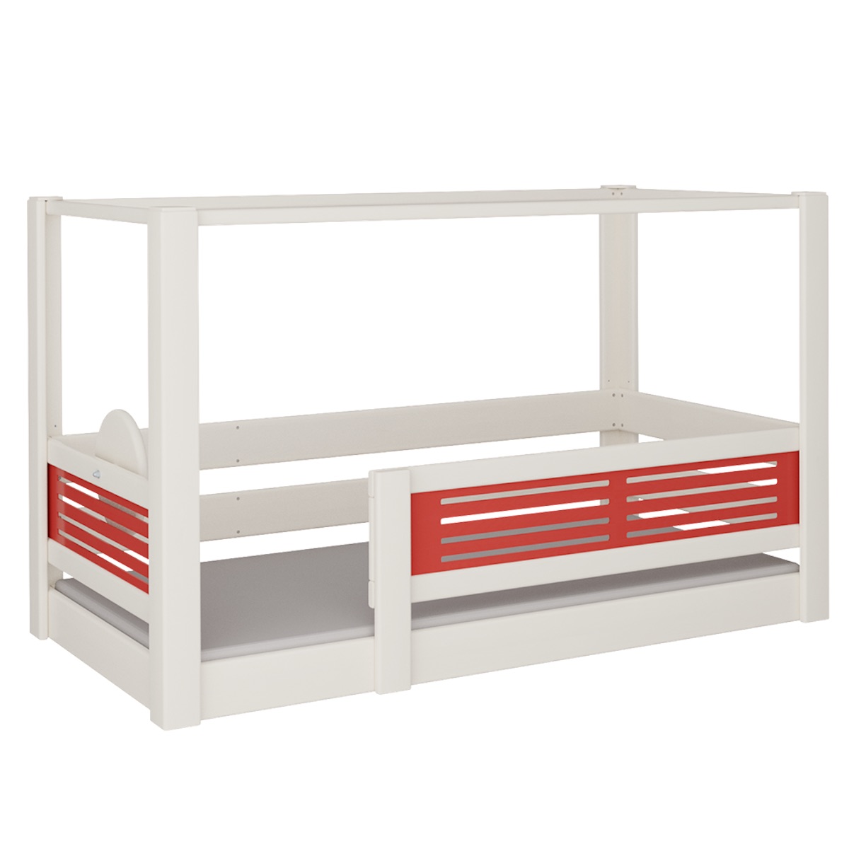 Himmelbett Tatü DELUXE de Breuyn geweißt-rot