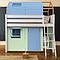 Hochbett-Dach hoch KASVA mit Textilien Viena green-blue 