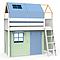 Hochbett-Dach hoch KASVA mit Textilien Viena green-blue 