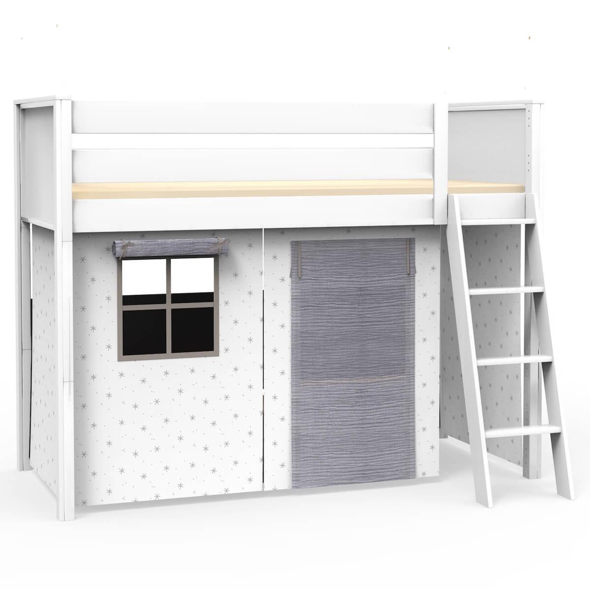 Hochbett KASVA mit Textilien Bobble grey