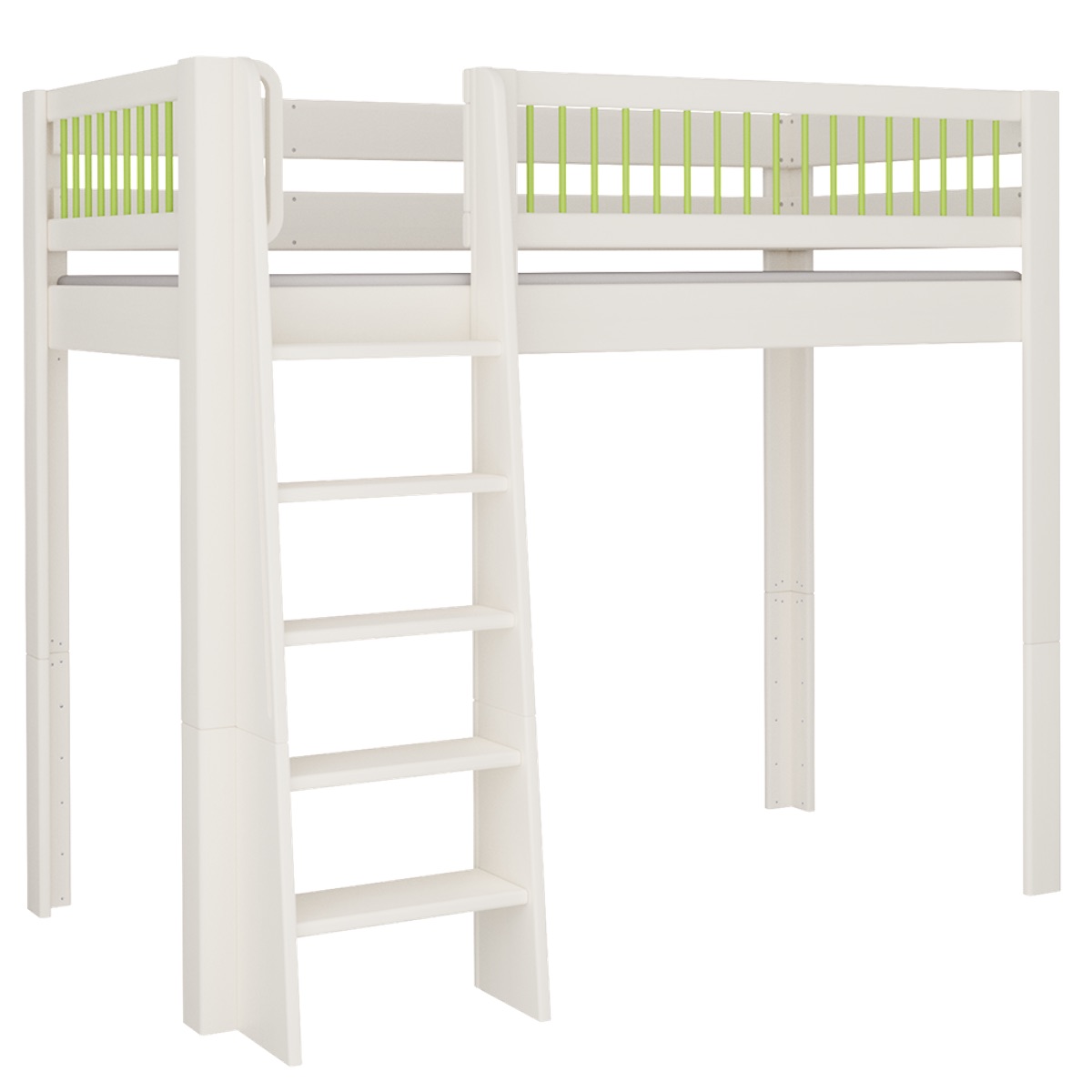 Hochbett Kubu DELUXE de Breuyn geweißt-grün