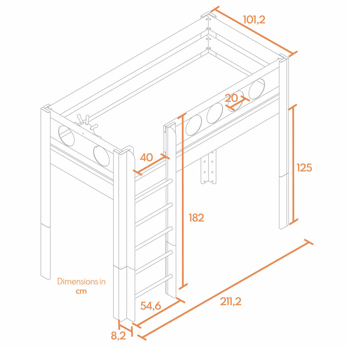 Hochbett Pirat DELUXE de Breuyn geweißt-blau