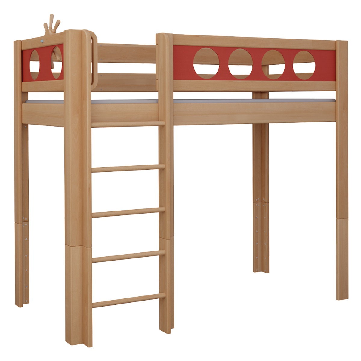 Hochbett Pirat DELUXE de Breuyn natürlich-rot