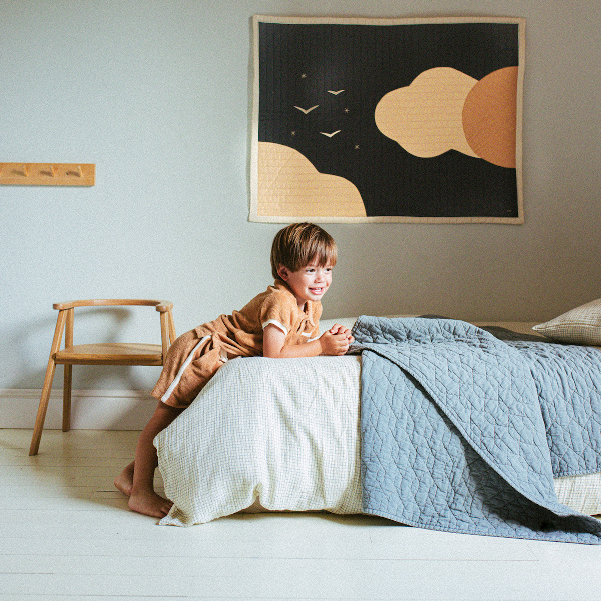 Housse de couette 100x140cm WABI SABI Nobodinoz blue grid