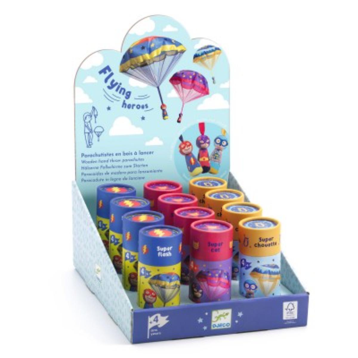Jeux D'Adresse Parachutistes Flying Heroes - Display 12 pcs Djeco