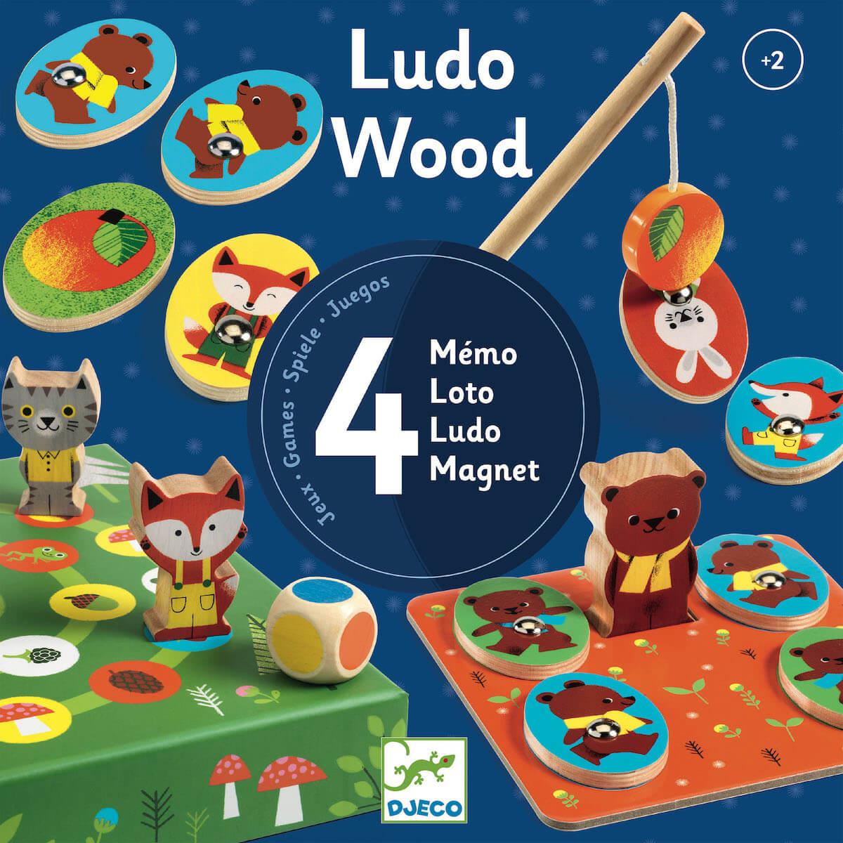 Juego 4en1 LUDO WOOD Djeco