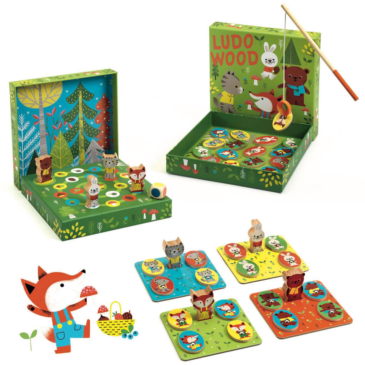 Juego 4en1 LUDO WOOD Djeco