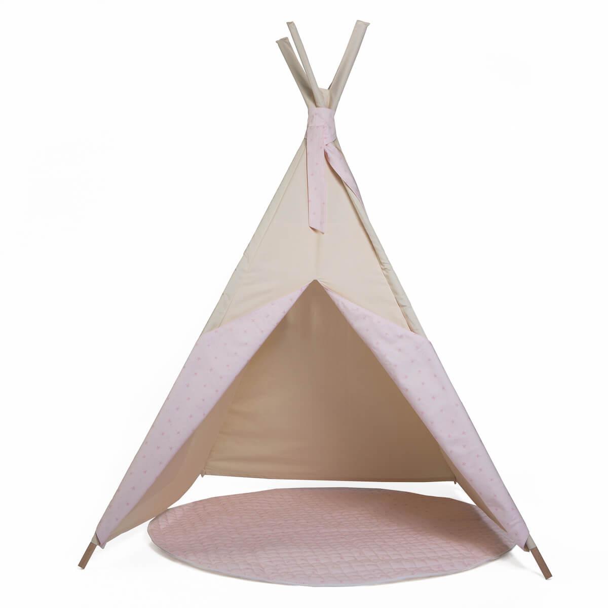 Kinder-Tipi beige STARS rosa