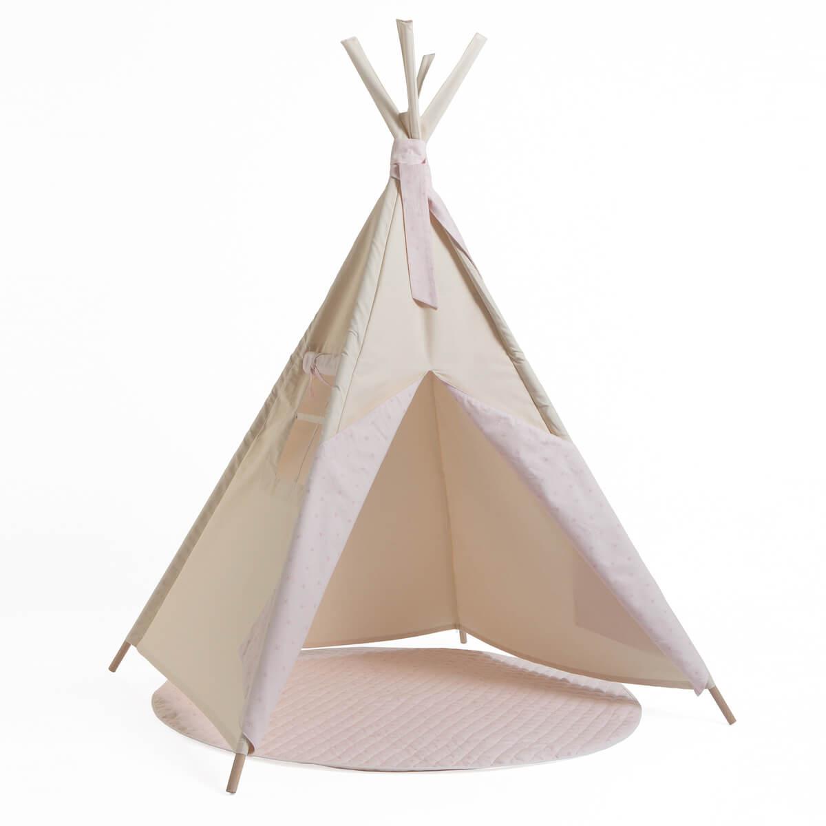 Kinder-Tipi beige STARS rosa