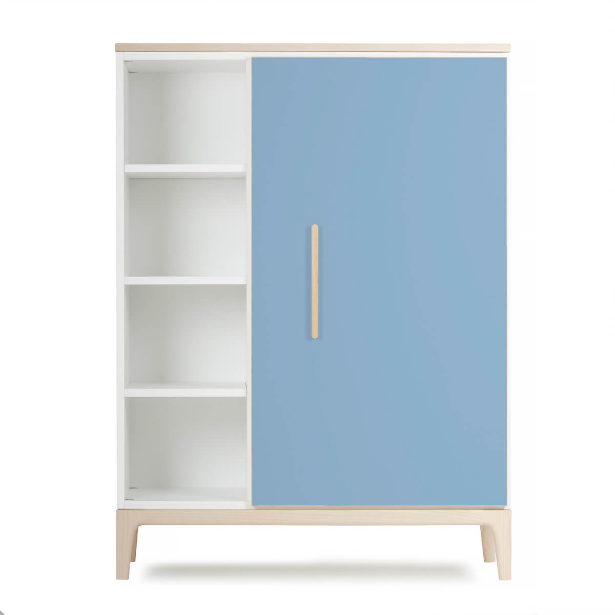 Kleiderschrank 120 cm 1-türig NADO Curve Esche capri blue