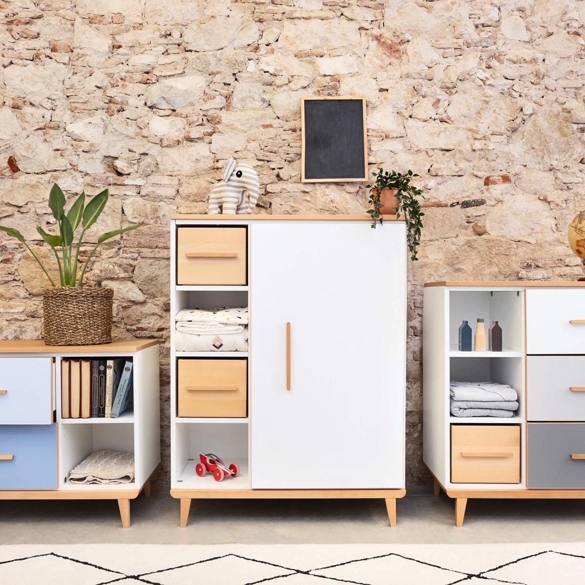 Kleiderschrank 120 cm 1-türig NADO Retro Buche mint