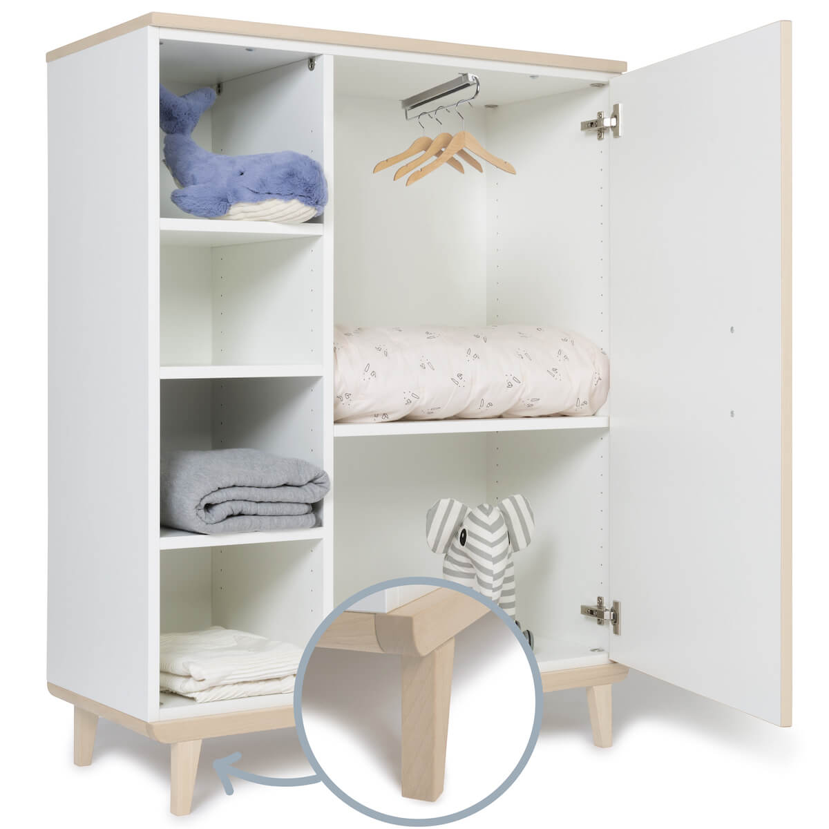 Kleiderschrank 120 cm 1-türig NADO Retro Esche white