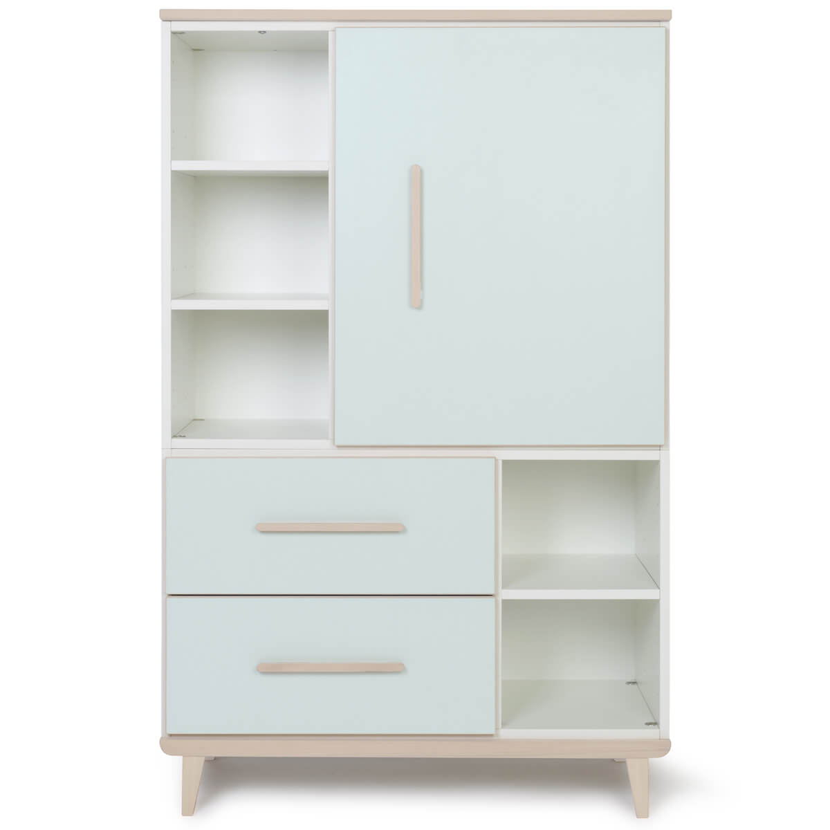 Kleiderschrank 147 cm 1-türig 2 Schubladen NADO Retro Esche mint