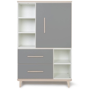 Kleiderschrank 147 cm 1-türig 2 Schubladen NADO Retro Esche slate grey