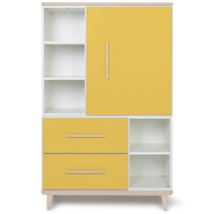 Kleiderschrank 147 cm 1-türig 2 Schubladen NADO Retro Esche sunshine yellow