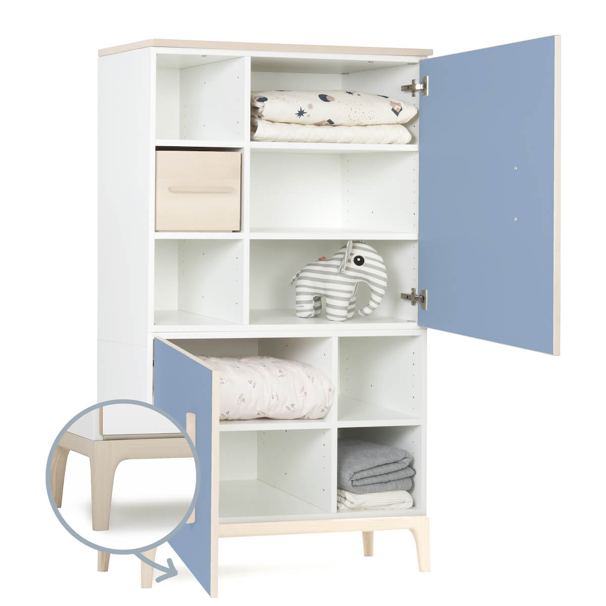 Kleiderschrank 147 cm 2-türig  NADO Curve Esche capri blue