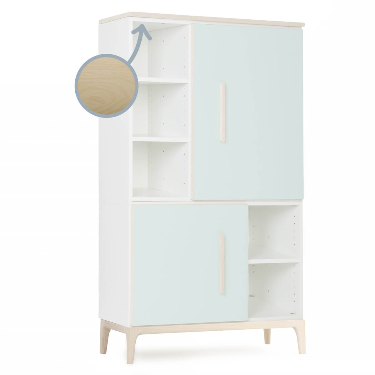 Kleiderschrank 147 cm 2-türig  NADO Curve Esche mint