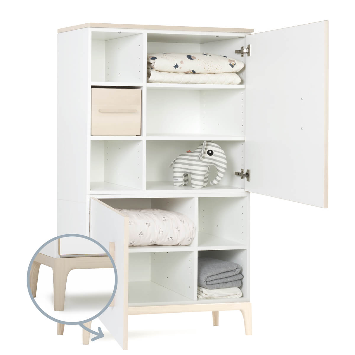 Kleiderschrank 147 cm 2-türig  NADO Curve Esche white
