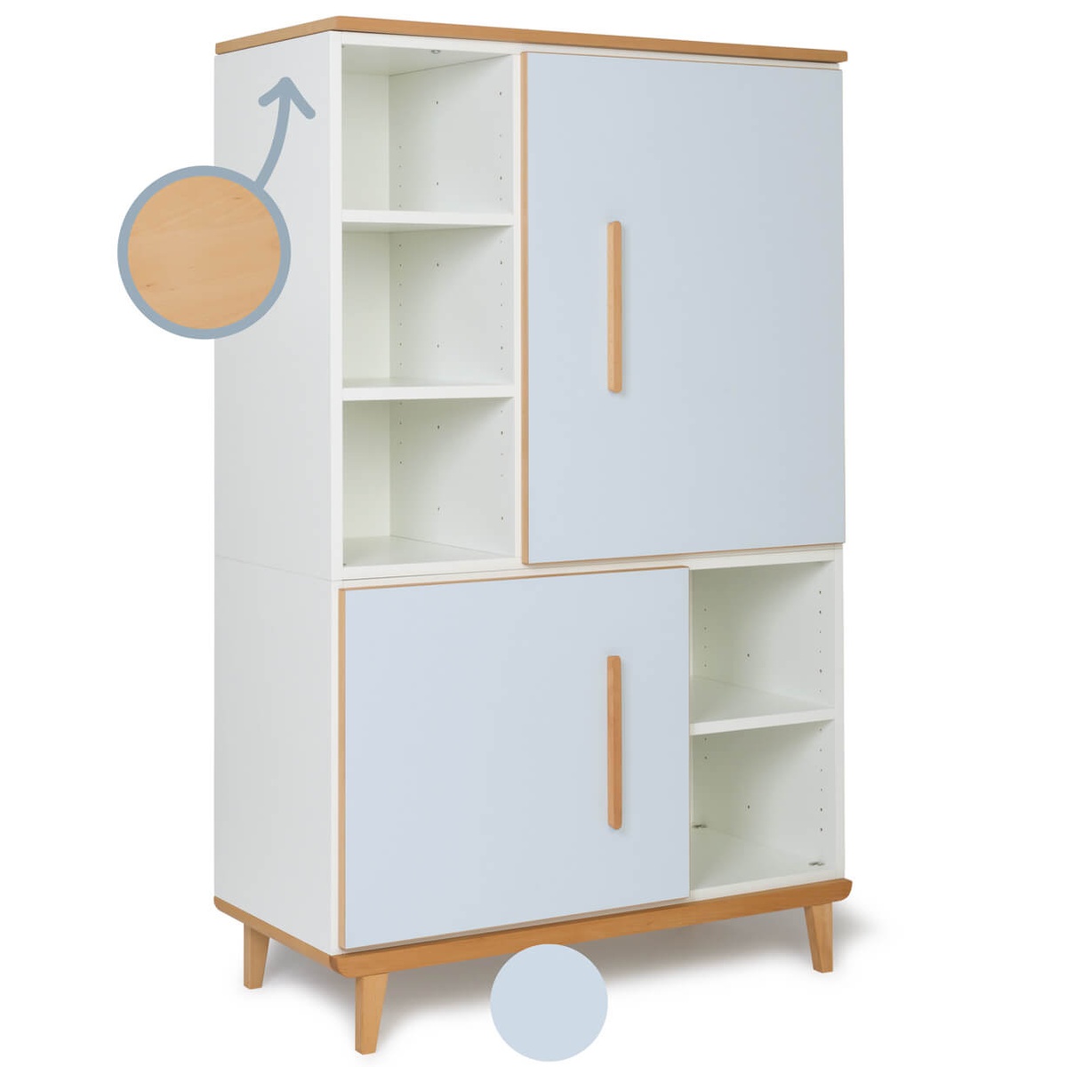 Kleiderschrank 147 cm 2-türig  NADO Retro Buche sky blue