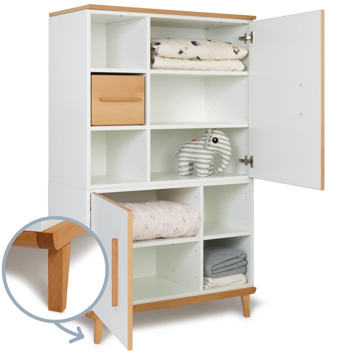 Kleiderschrank 147 cm 2-türig  NADO Retro Buche white