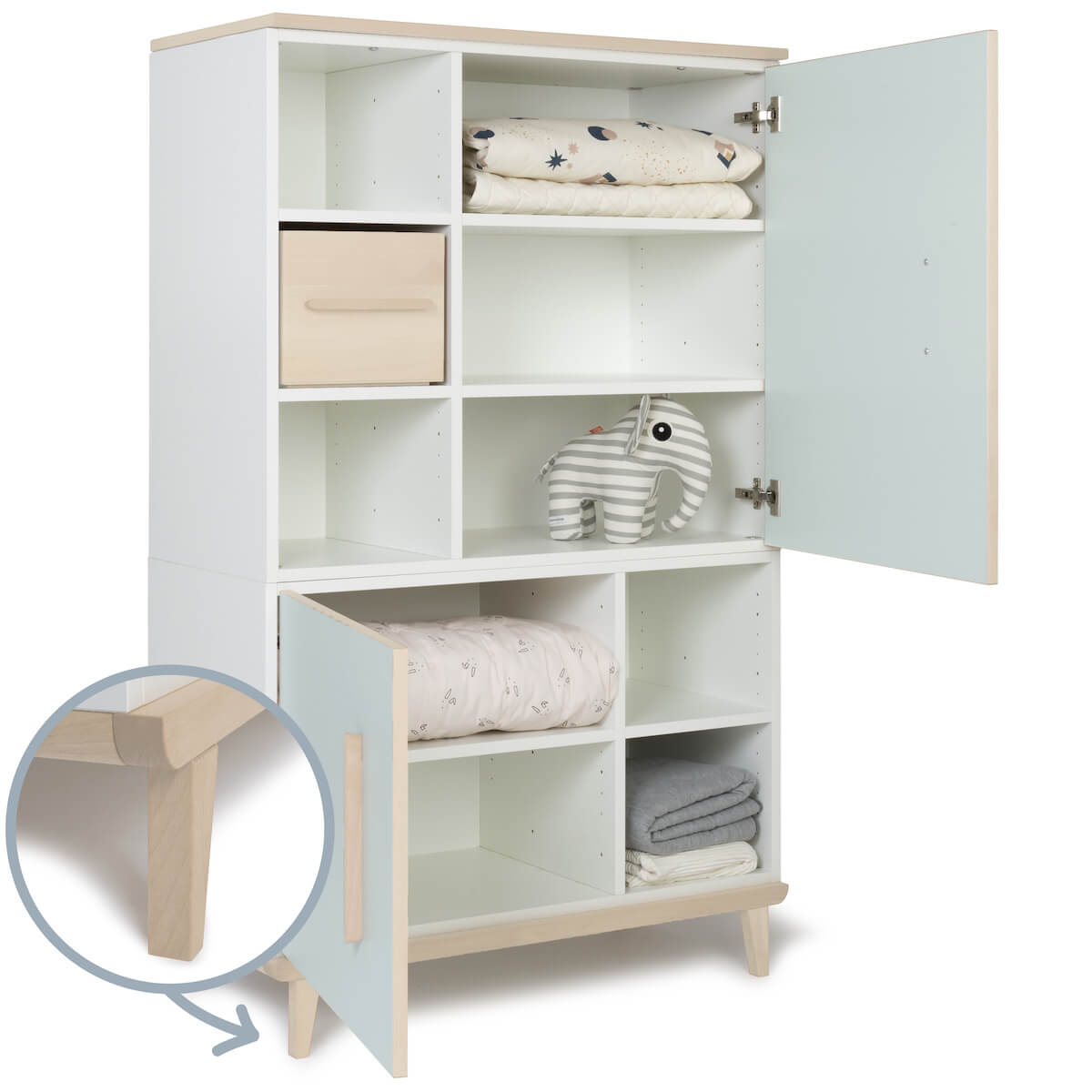 Kleiderschrank 147 cm 2-türig  NADO Retro Esche mint