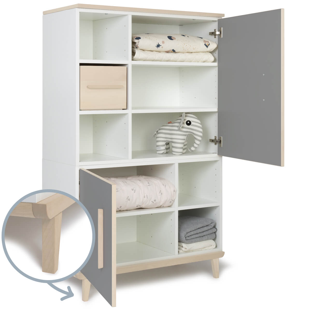 Kleiderschrank 147 cm 2-türig  NADO Retro Esche slate grey