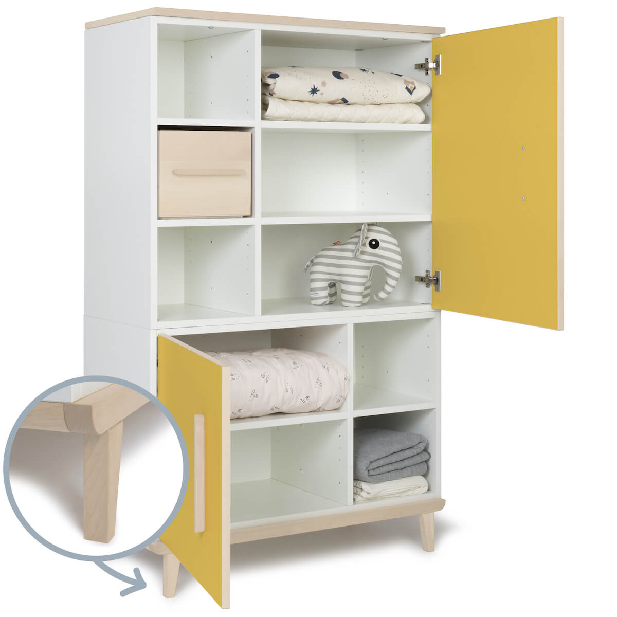 Kleiderschrank 147 cm 2-türig  NADO Retro Esche sunshine yellow