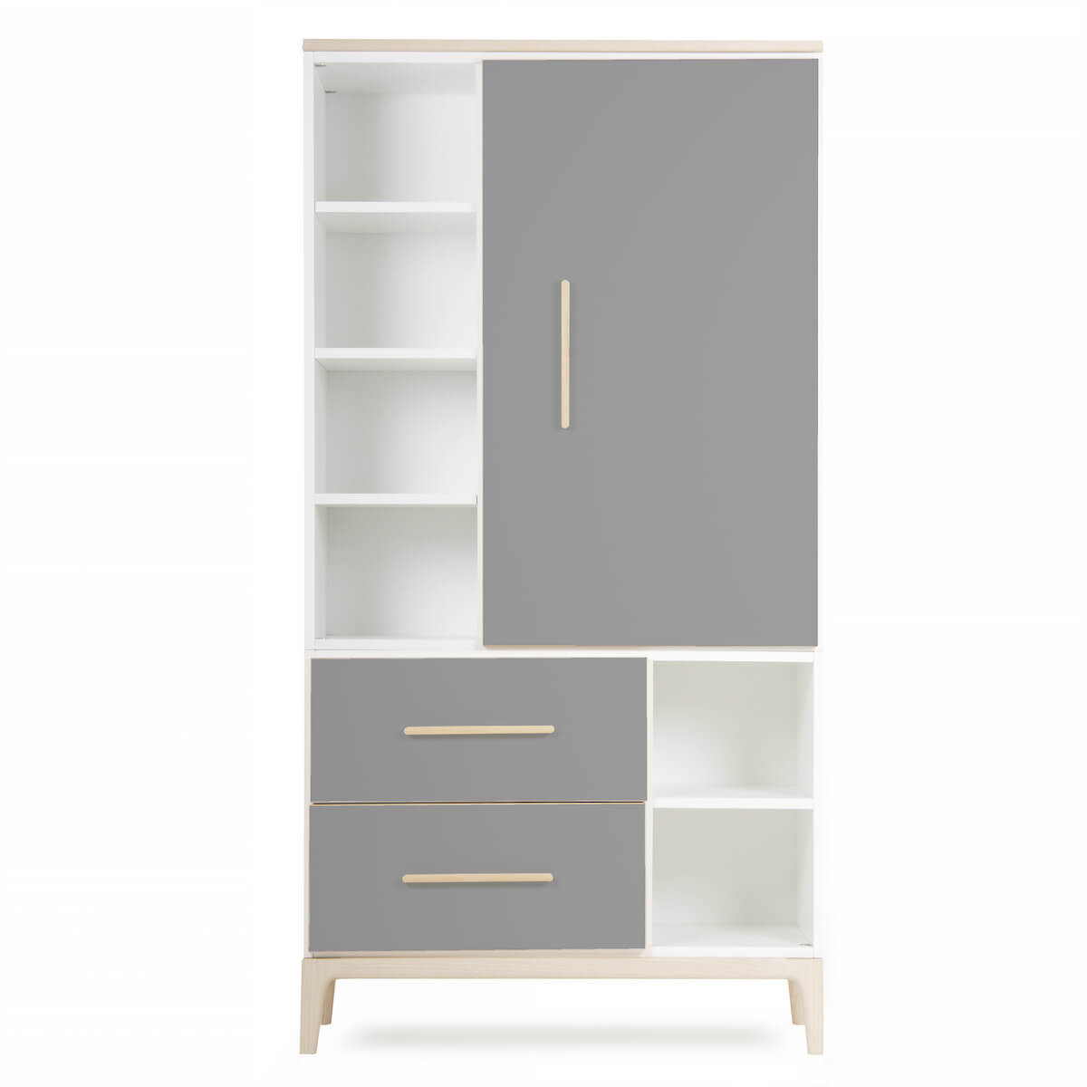 Kleiderschrank 173 cm 1-türig 2 Schubladen NADO Curve Esche slate grey