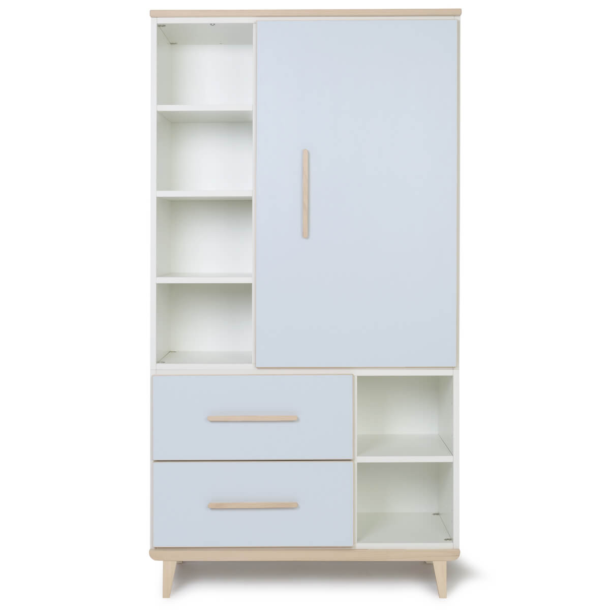 Kleiderschrank 173 cm 1-türig 2 Schubladen NADO Retro Esche sky blue