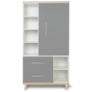 Kleiderschrank 173 cm 1-türig 2 Schubladen NADO Retro Esche slate grey