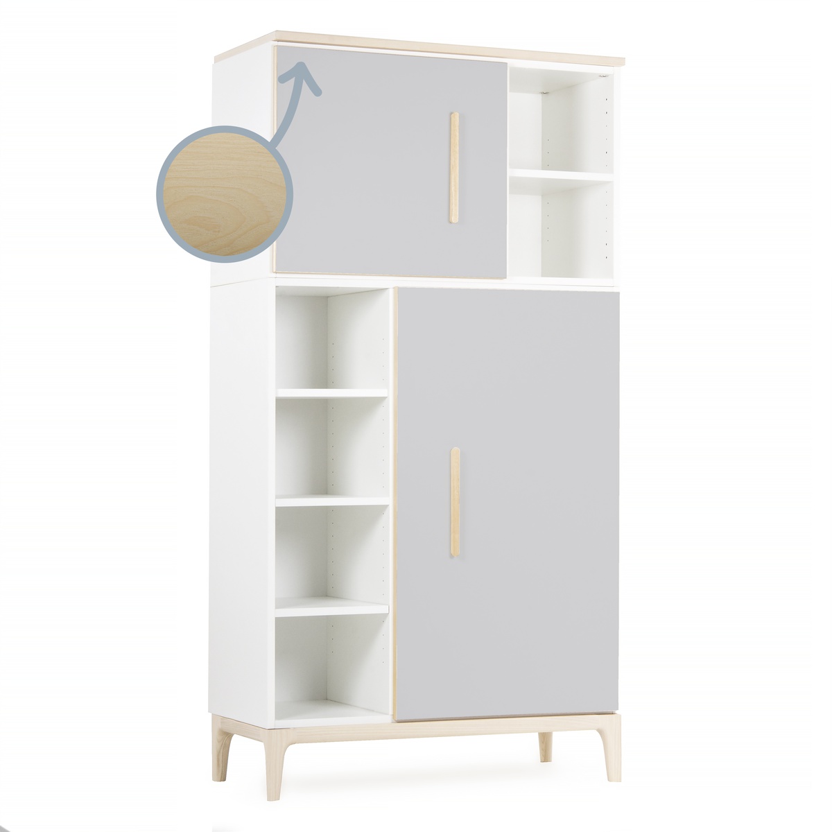 Kleiderschrank 173 cm 2-türig NADO Curve Esche manhattan grey