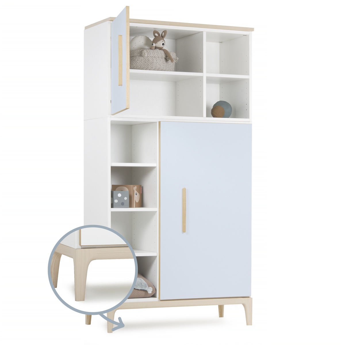 Kleiderschrank 173 cm 2-türig NADO Curve Esche sky blue