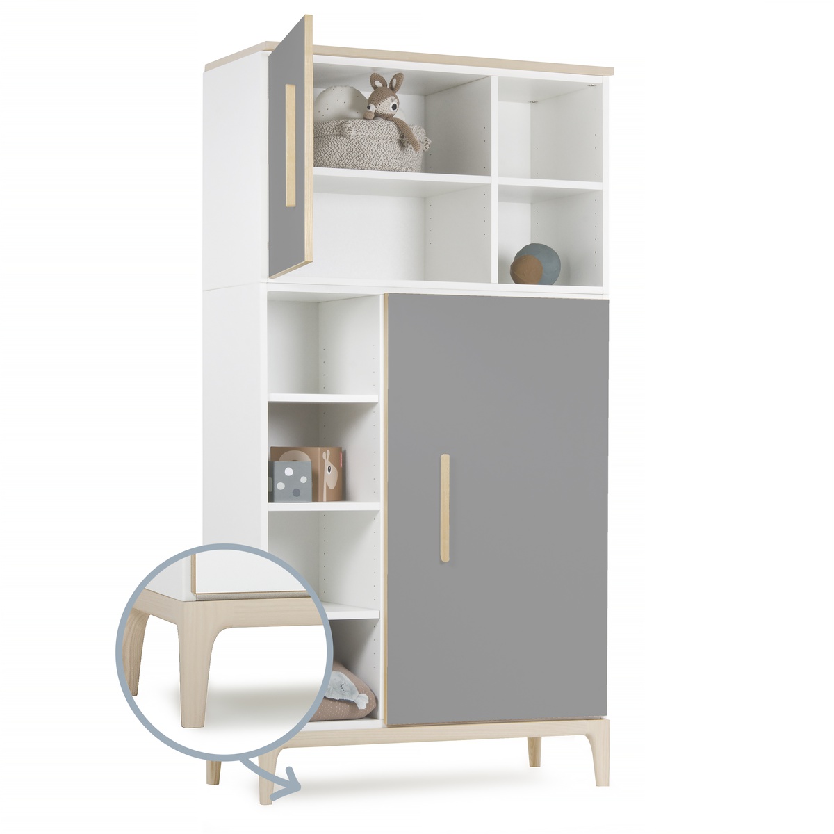 Kleiderschrank 173 cm 2-türig NADO Curve Esche slate grey