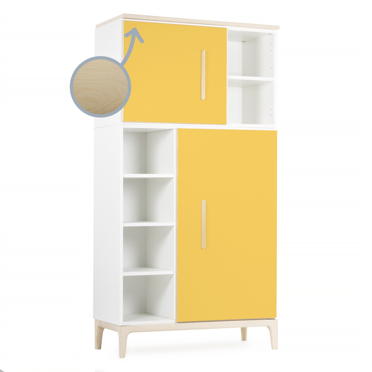 Kleiderschrank 173 cm 2-türig NADO Curve Esche sunshine yellow 
