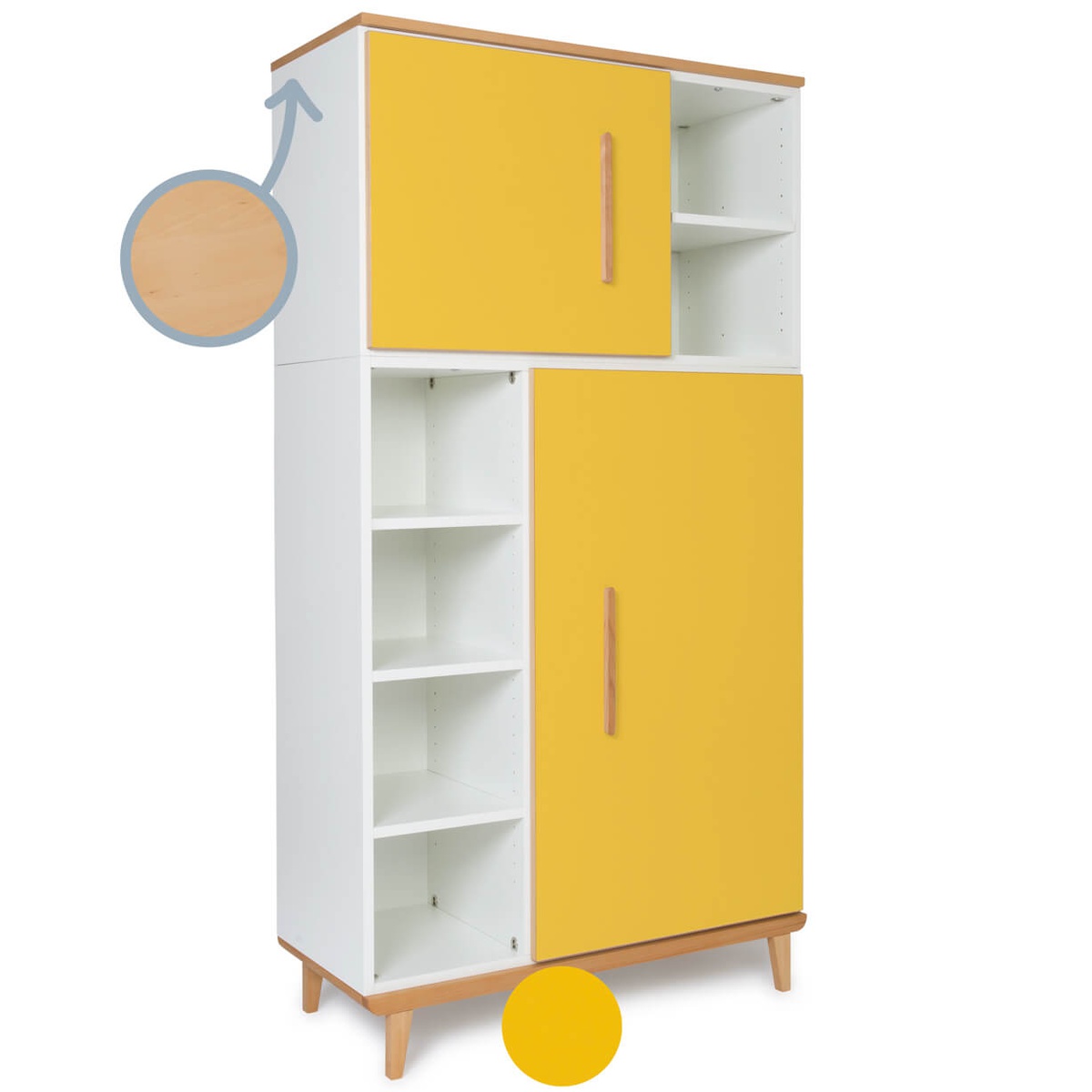 Kleiderschrank 173 cm 2-türig NADO Retro Buche sunshine yellow