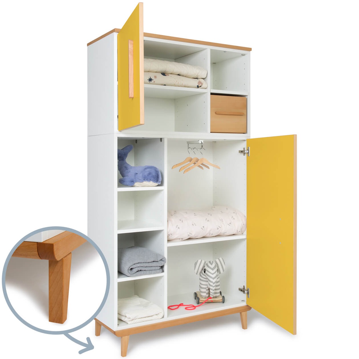 Kleiderschrank 173 cm 2-türig NADO Retro Buche sunshine yellow