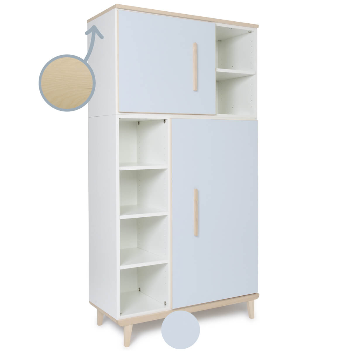 Kleiderschrank 173 cm 2-türig NADO Retro Esche sky blue
