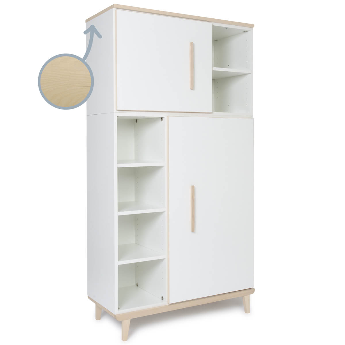 Kleiderschrank 173 cm 2-türig NADO Retro Esche white