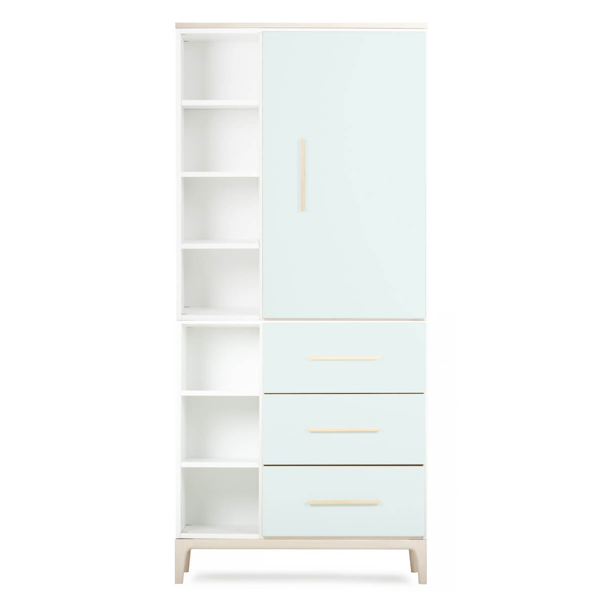 Kleiderschrank 198 cm 1-türig 3 Schubladen NADO Curve Esche mint