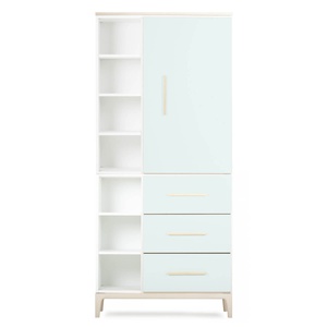 Kleiderschrank 198 cm 1-türig 3 Schubladen NADO Curve Esche mint